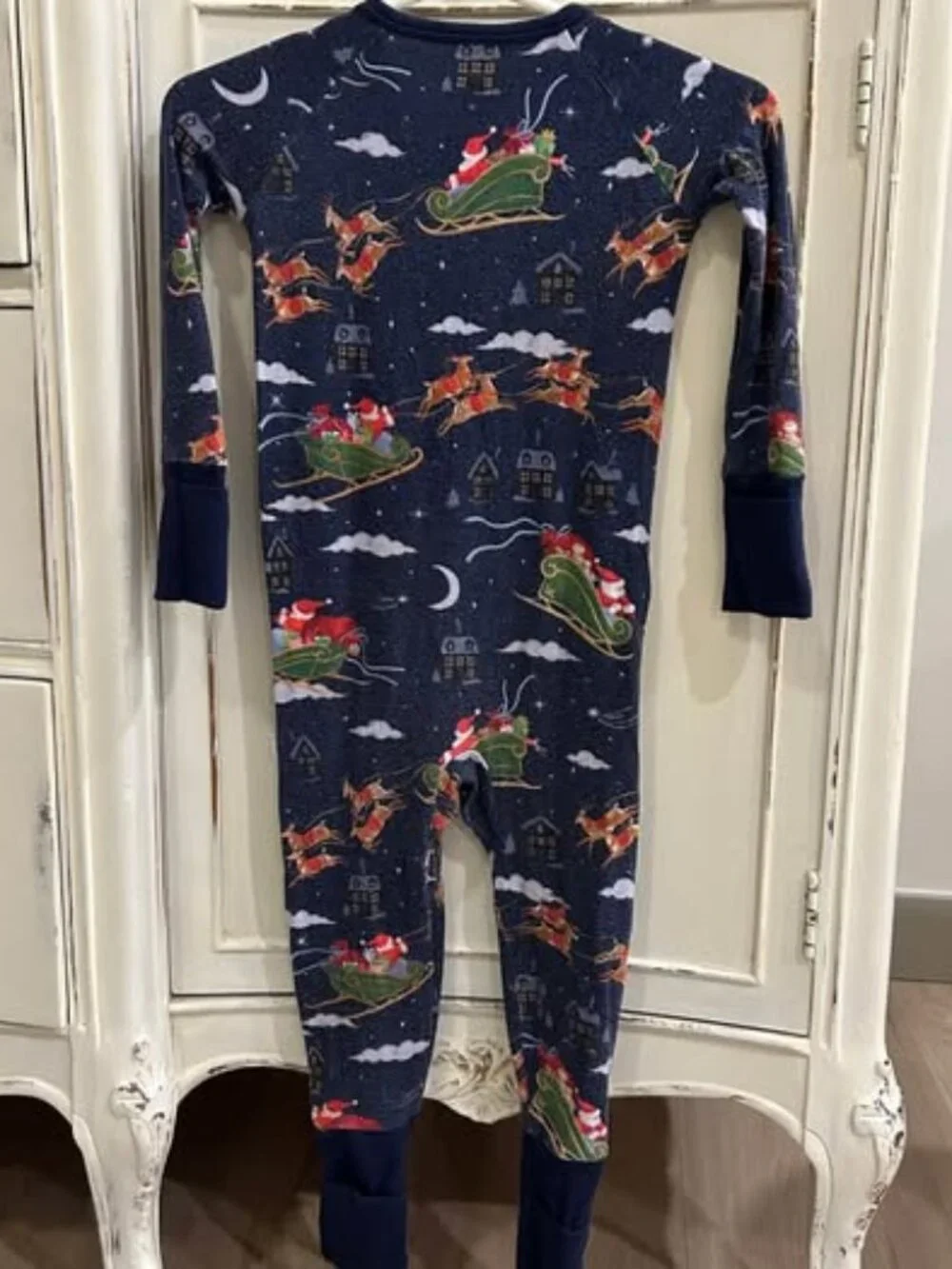 Little Sleepies Navy Santa and Sleigh Footie Pajama (6-12 Months)